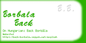 borbala back business card