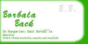 borbala back business card